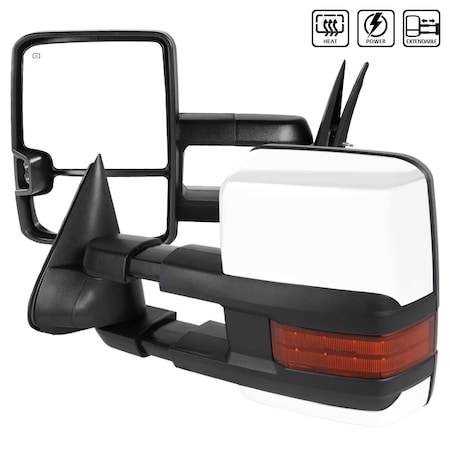 Spec-D Tuning 03-06 Chevrolet Silverado Towing Mirror Chrome Cvr Power Heated LED RMX-SIV03G2LEDHP-FS